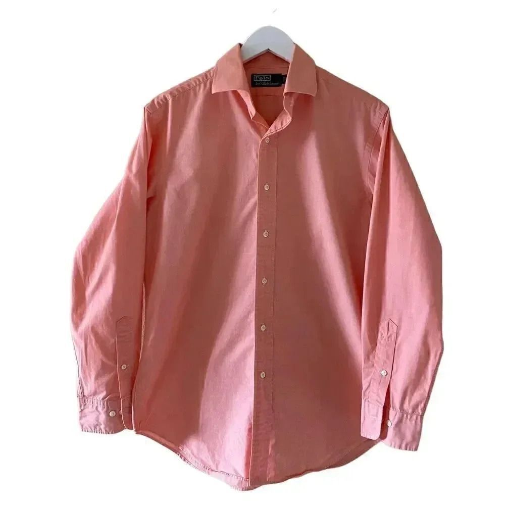 RALPH LAUREN Mens Salmon Slim Fit Button Down Cotton Shirt SZ 15 1/2